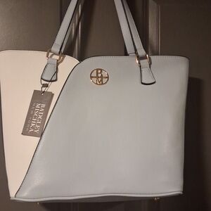 Badgley Mischka Elegant Blue and White Tote